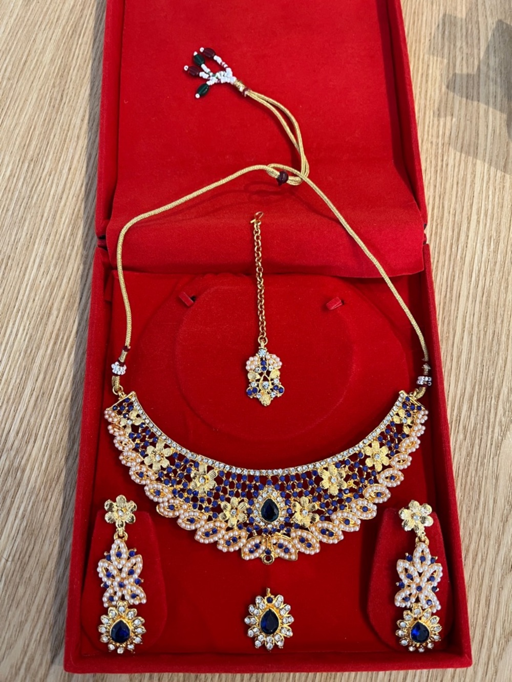 Kundan Jewelry Set (Blue) - Indian Wedding Jewelry